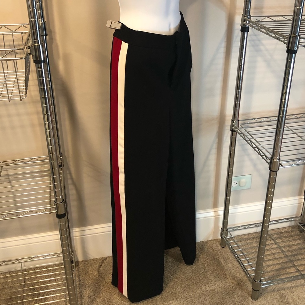 Women’s Wide Leg Pants with Red & White Side Stripe